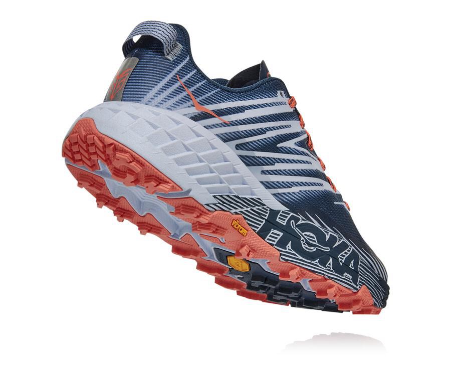 Zapatillas Trail Hoka One One Mujer - Speedgoat 4 - Azul Marino/Blancas - JDQ013452